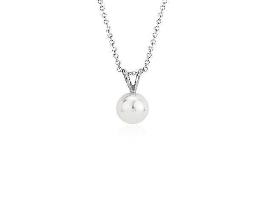 Necklaces | Blue Nile 18" Premier Akoya Cultured Pearl Pendant In 18K White Gold (8.0-8.5Mm)