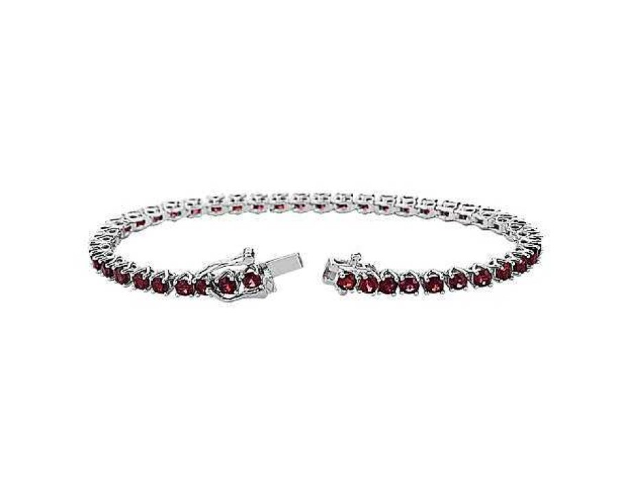 Bracelets | Blue Nile Garnet Tennis Bracelet In Sterling Silver (3Mm)