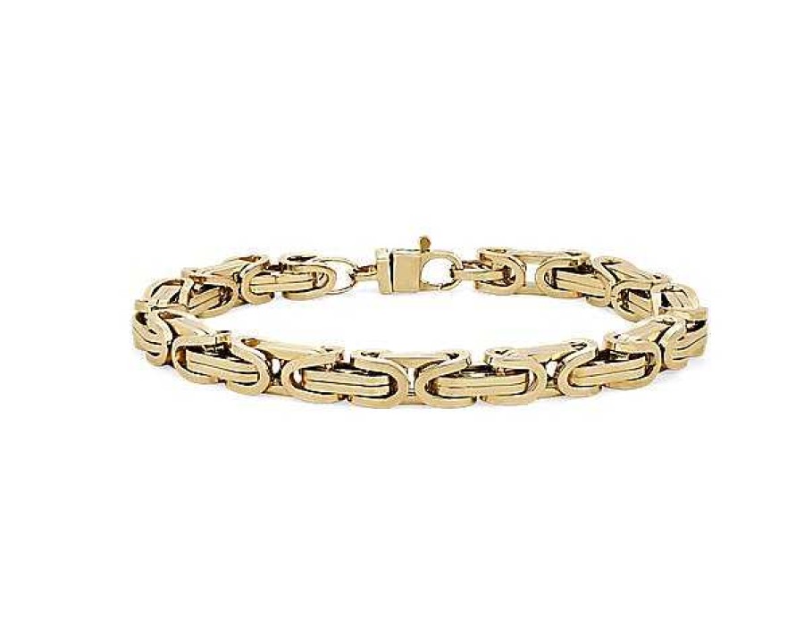 Bracelets | Blue Nile 8" Men'S Byzantine Chain Bracelet In 14K Yellow Gold (7 Mm)