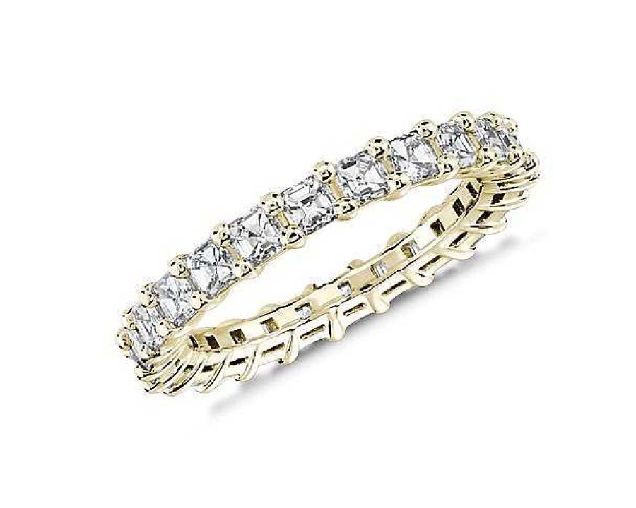 Women'S Rings | Blue Nile Asscher Cut Diamond Eternity Ring In 14K Yellow Gold (2 Ct. Tw.)