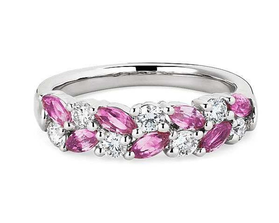 Rings | Blue Nile Romantic Marquise Pink Sapphire And Diamond Ring In 14K White Gold