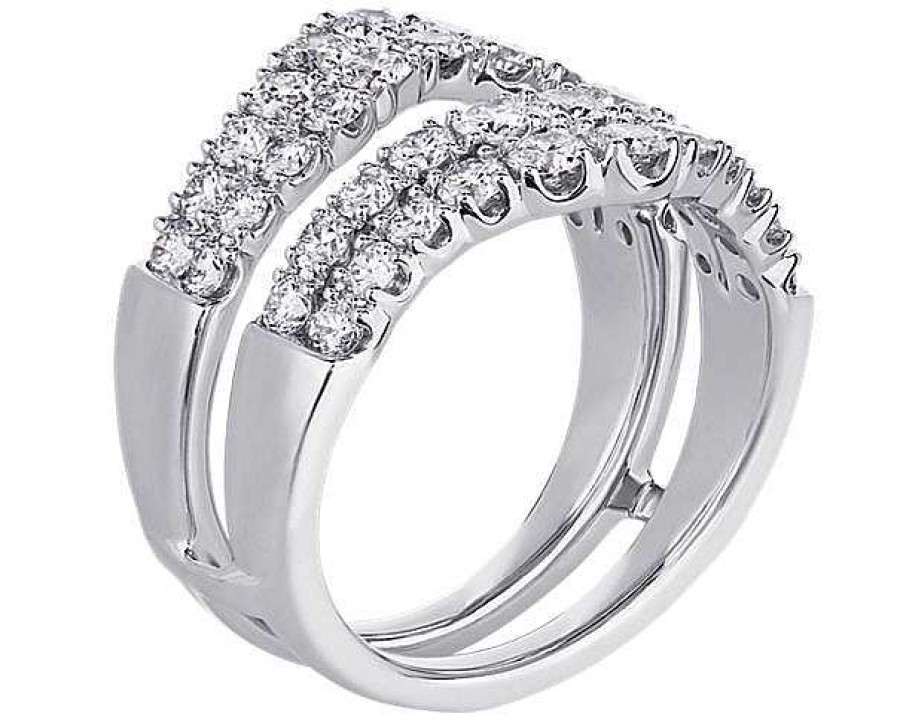 Women'S Rings | Blue Nile Two Row Prong-Set Diamond Ring Insert In 18K White Gold (2 Ct. Tw.)