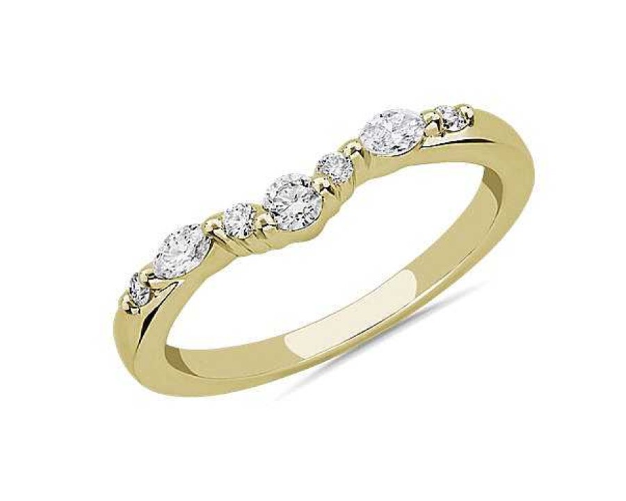 Women'S Rings | Blue Nile Romantic Round And Marquise Curved Diamond Ring In 18K Yellow Gold (1/4 Ct. Tw.)