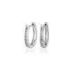 Earrings | Blue Nile Oval Channel Set Hoop Earrings In 14K White Gold (1/4 Ct. Tw.)