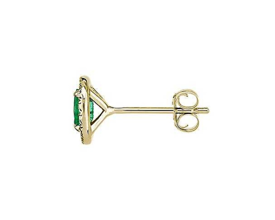 Earrings | Blue Nile Oval Emerald Halo Stud Earrings In 14K Yellow Gold (5X3Mm)