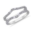 Women'S Rings | Blue Nile Curved Baguette And Round Diamond Ring Insert In 18K White Gold (3/8 Ct. Tw.)