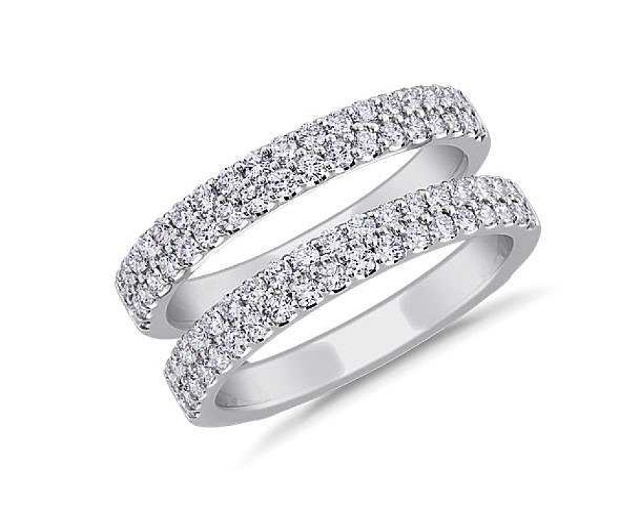 Women'S Rings | Blue Nile Two Row Pav Diamond Ring Insert In 18K White Gold (1 Ct. Tw.)