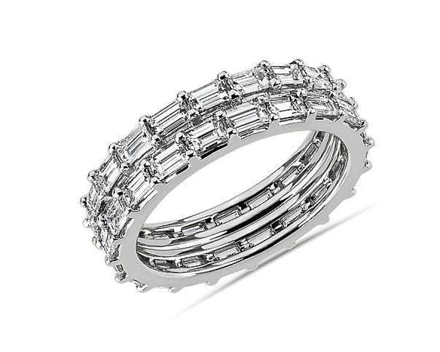 Rings | Blue Nile East-West Two Row Baguette Diamond Eternity Ring In Platinum (2 7/8 Ct. Tw.)