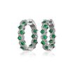 Earrings | Blue Nile Staggered Emerald And Diamond Hoop Earrings In 14K White Gold