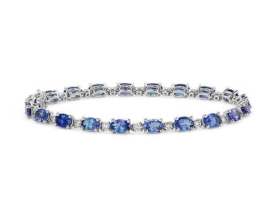 Bracelets | Blue Nile Tanzanite And Diamond Bracelet In 14K White Gold (6X4Mm)