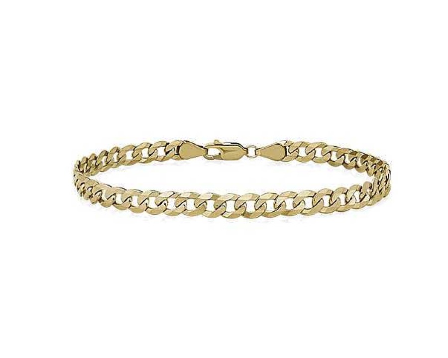 Bracelets | Blue Nile 8" Flat Beveled Curb Chain Bracelet In 14K Yellow Gold (5.75 Mm)