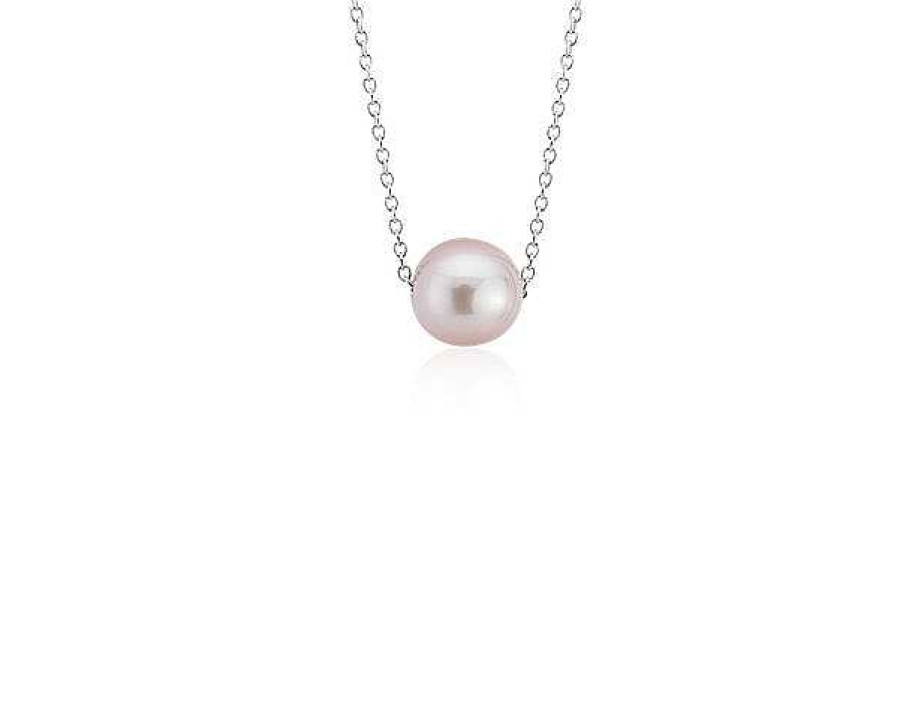 Necklaces | Blue Nile Pink Freshwater Cultured Pearl Floating Pendant In 14K White Gold (7.5-8 Mm)