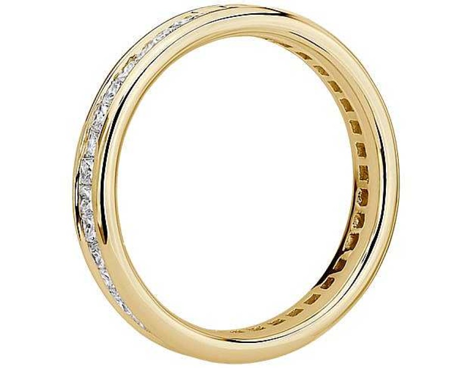 Women'S Rings | Blue Nile Channel Set Princess-Cut Diamond Eternity Ring In 18K Yellow Gold (1 Ct. Tw.)