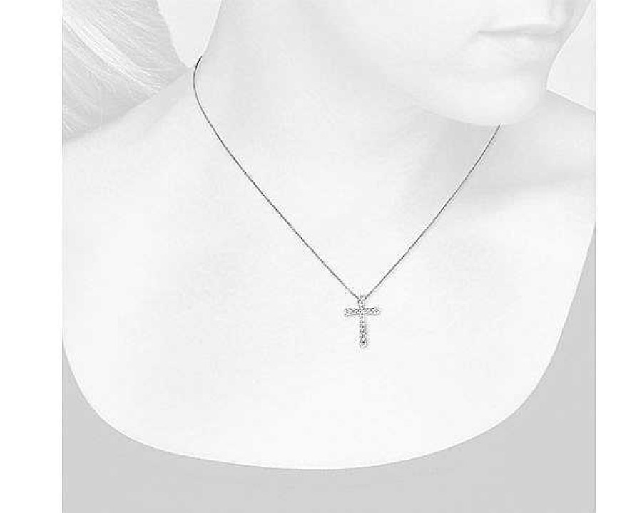 Necklaces | Blue Nile Diamond Cross Pendant In 14K White Gold (1/2 Ct. Tw.)