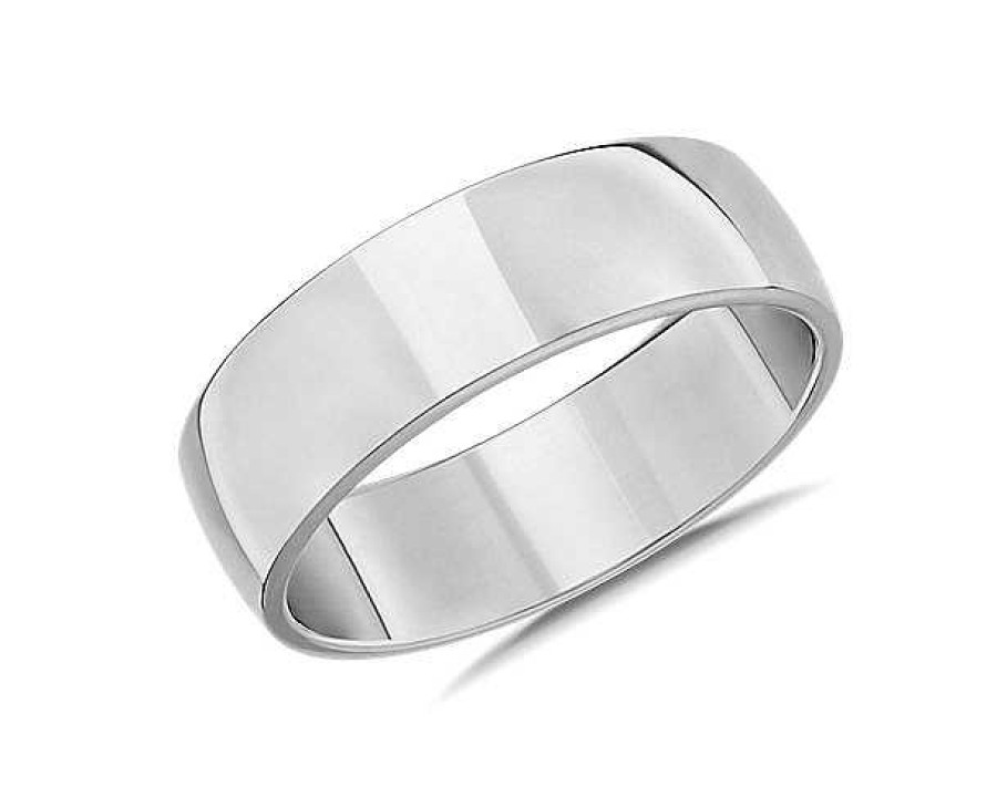 Men'S Rings | Blue Nile Skyline Comfort Fit Wedding Ring In 14K White Gold (7Mm)