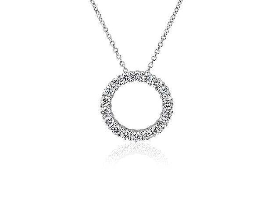 Necklaces | Blue Nile Lab Grown Diamond Circle Pendant In 14K White Gold (1 Ct. Tw.)