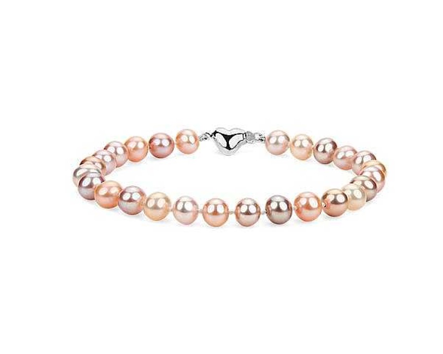 Bracelets | Blue Nile Multicolored Freshwater Cultured Pearl Bracelet With Sterling Silver Heart Clasp (6-7Mm)