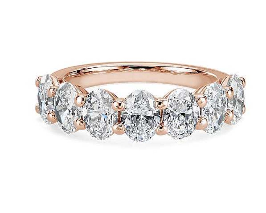 Women'S Rings | Blue Nile Seven Stone Oval Diamond Ring In 14K Rose Gold (3 Ct. Tw.)