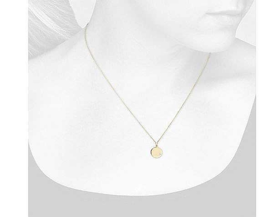 Necklaces | Blue Nile Mini Diamond Accented Disc Pendant 14K Yellow Gold