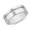 Men'S Rings | Blue Nile Men'S Grooved Diamond Line Band In 14K White Gold (7.6 Mm, .1 Ct. Tw.)