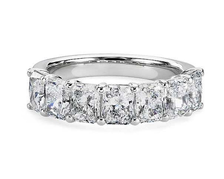 Women'S Rings | Blue Nile Seven Stone Radiant Lab Grown Diamond Ring In Platinum (3 Ct. Tw.)