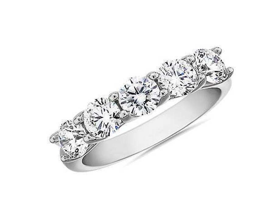 Women'S Rings | Blue Nile Tessere Five Stone Diamond Wedding Ring In Platinum (1 1/2 Ct. Tw.)