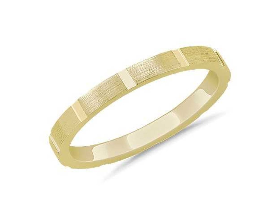 Women'S Rings | Blue Nile Stackable Cut Rectangle Ring In 14K Yellow Gold (2Mm)