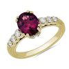 Rings | Blue Nile Oval Rhodolite Garnet And Diamond Side Stone Ring In 14K Yellow Gold (9X7Mm)