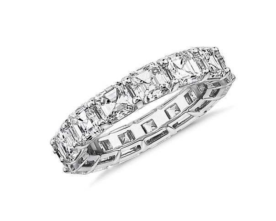 Women'S Rings | Blue Nile Lab Grown Diamond Asscher Cut Eternity Ring In 14K White Gold (7 Ct. Tw.)