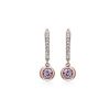 Earrings | Blue Nile Diamond Huggies With Bezel Set Pink Sapphire Drop Earrings In 14K Rose Gold