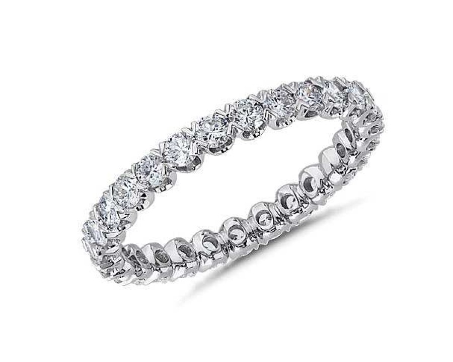 Women'S Rings | Blue Nile V-Prong Pav Diamond Eternity Ring In 14K White Gold (1 Ct. Tw.)