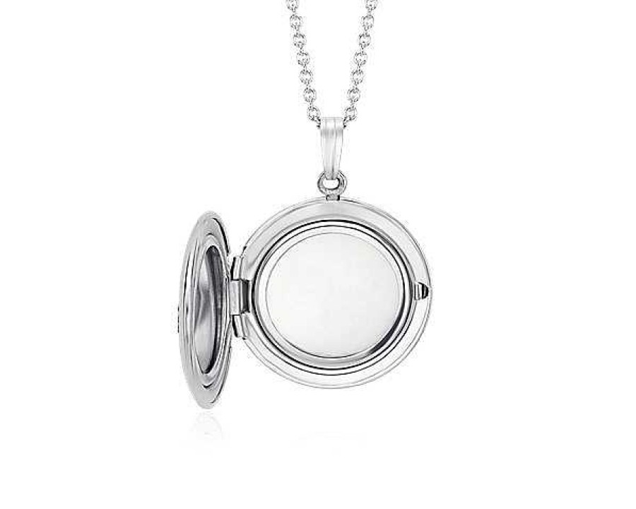 Necklaces | Blue Nile 18" Antiqued Round Floral Locket In Sterling Silver