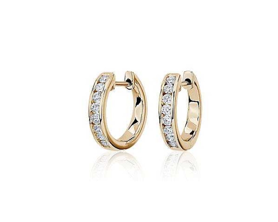 Earrings | Blue Nile Lab Grown Diamond Channel Hoop Earrings In 14K Yellow Gold (1/2 Ct. Tw.)