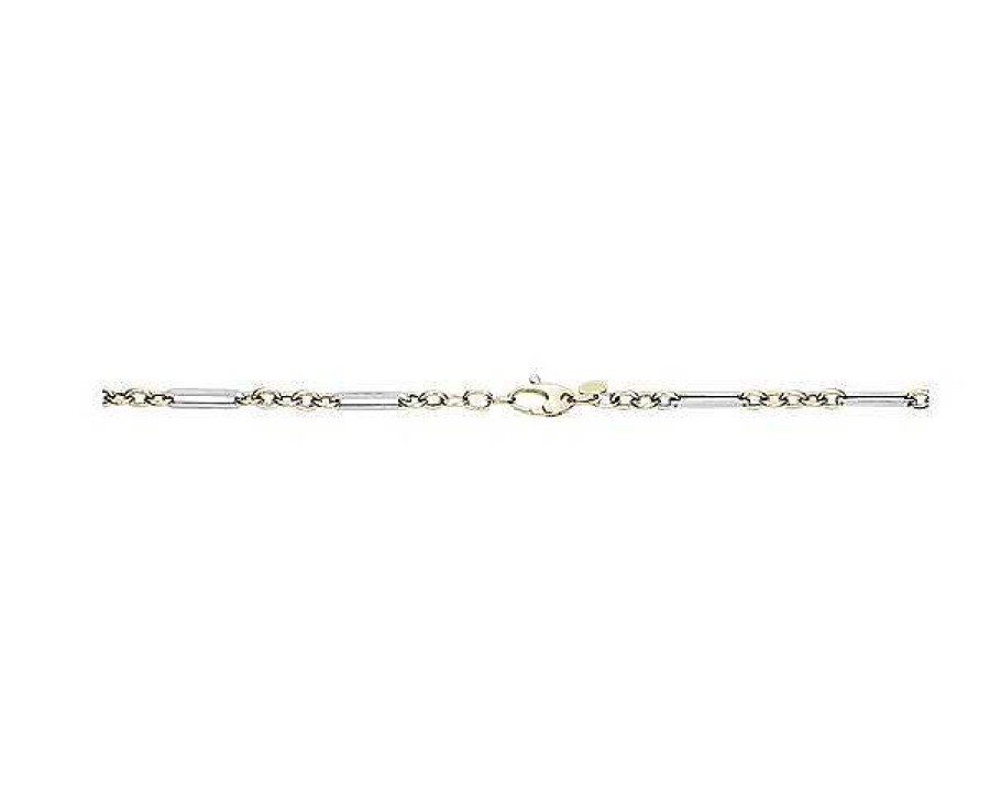 Necklaces | Blue Nile 34" Two-Tone Mixed Link Necklace In 14K Italian Gold (4 Mm)