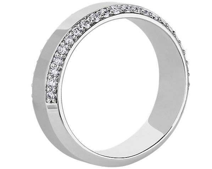 Men'S Rings | Blue Nile Men'S Beveled Edge Diamond Band In Platinum (6.5 Mm, 5/8 Ct. Tw.)