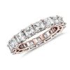 Women'S Rings | Blue Nile Asscher Cut Diamond Eternity Ring In 14K Rose Gold (6 Ct. Tw.)