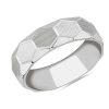 Men'S Rings | Blue Nile Raised Hexagon Lined Wedding Ring In 18K White Gold (7Mm)