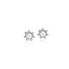 Earrings | Blue Nile Mini Freshwater Pearl Earrings With Diamond Blossom Halo In 14K White Gold