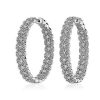 Earrings | Blue Nile Diamond Halo Hoop Earrings In 14K White Gold (4 Ct. Tw.)