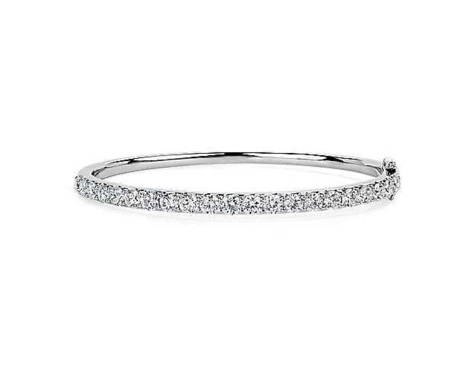 Bracelets | Blue Nile Lab Grown Diamond Pav Bangle Bracelet In 14K White Gold (5 Ct. Tw.)