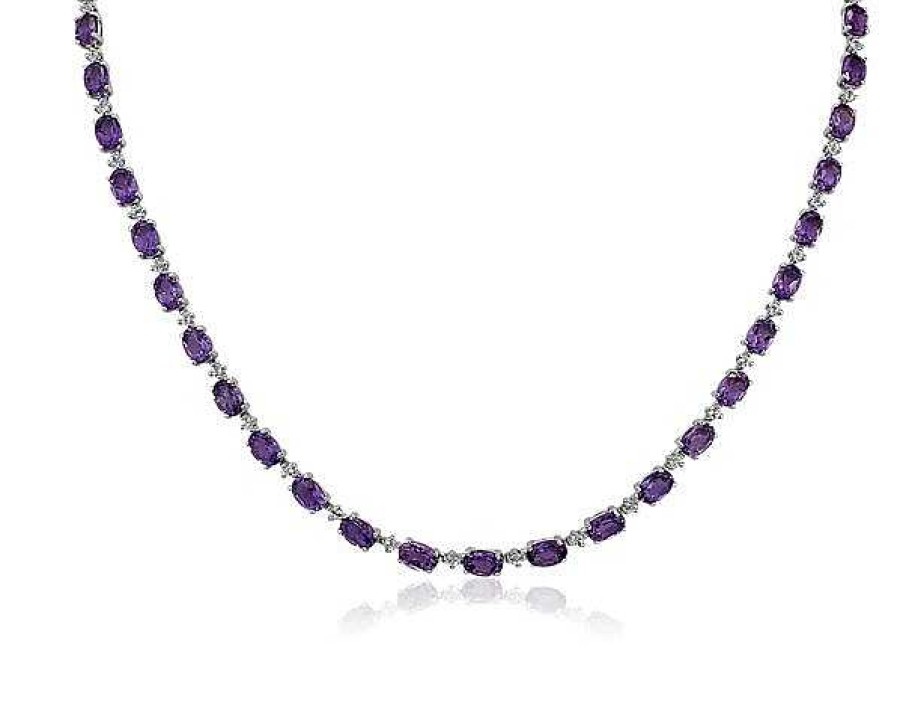 Necklaces | Blue Nile Oval Amethyst And White Topaz Eternity Necklace In Sterling Silver