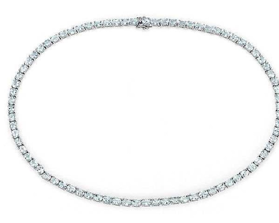 Necklaces | Blue Nile Oval Aquamarine Eternity Necklace In Sterling Silver (5X4Mm)