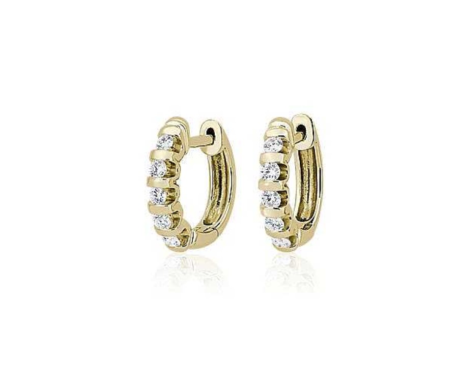 Earrings | Blue Nile Diamond Bar Hoop Earrings In 14K Yellow Gold (1/2 Ct. Tw.)