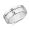 Men'S Rings | Blue Nile Men'S Grooved Diamond Line Band In Platinum (7.6 Mm, .1 Ct. Tw.)