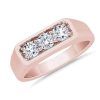 Men'S Rings | Blue Nile Men'S Trio Diamond Band In 14K Rose Gold (3.5 Mm, 1 Ct. Tw.)