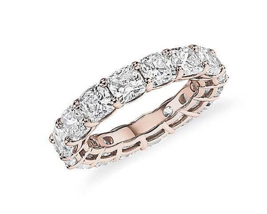 Women'S Rings | Blue Nile Cushion Cut Diamond Eternity Ring In 14K Rose Gold (7 Ct. Tw.)