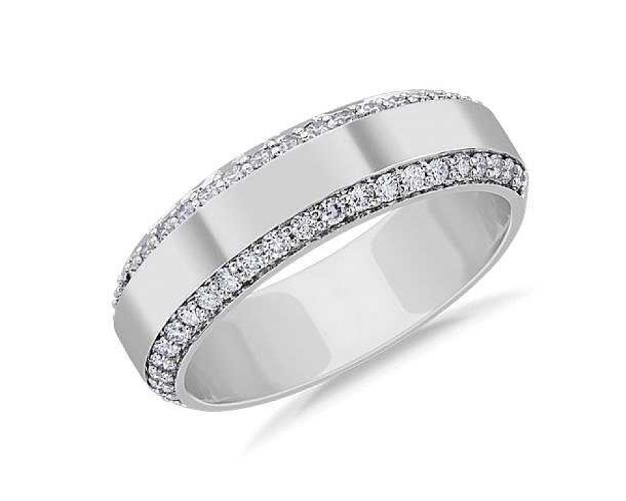 Men'S Rings | Blue Nile Men'S Beveled Edge Diamond Band In Platinum (6.5 Mm, 5/8 Ct. Tw.)