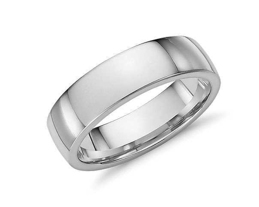 Men'S Rings | Blue Nile Low Dome Comfort Fit Wedding Ring In 14K White Gold (6Mm)