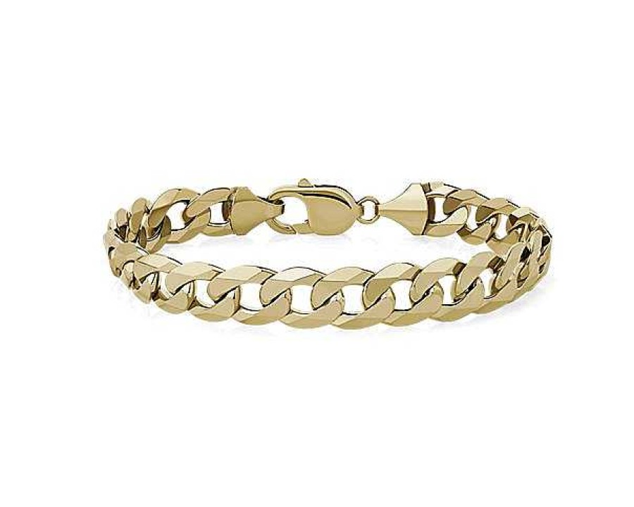 Bracelets | Blue Nile 8" Flat Beveled Curb Chain Bracelet In 14K Yellow Gold (9.5 Mm)