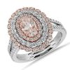 Rings | Blue Nile Extraordinary Collection: Oval Pink Diamond With Pink And White Diamond Halo Ring In Platinum And 18K Rose Gold (1 3/4 Ct. Tw.)